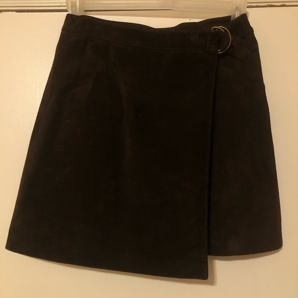 Ann Taylor Brown Leather Wrap Skirt